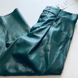 ZARA Green Faux Leather Culottes XS NWT